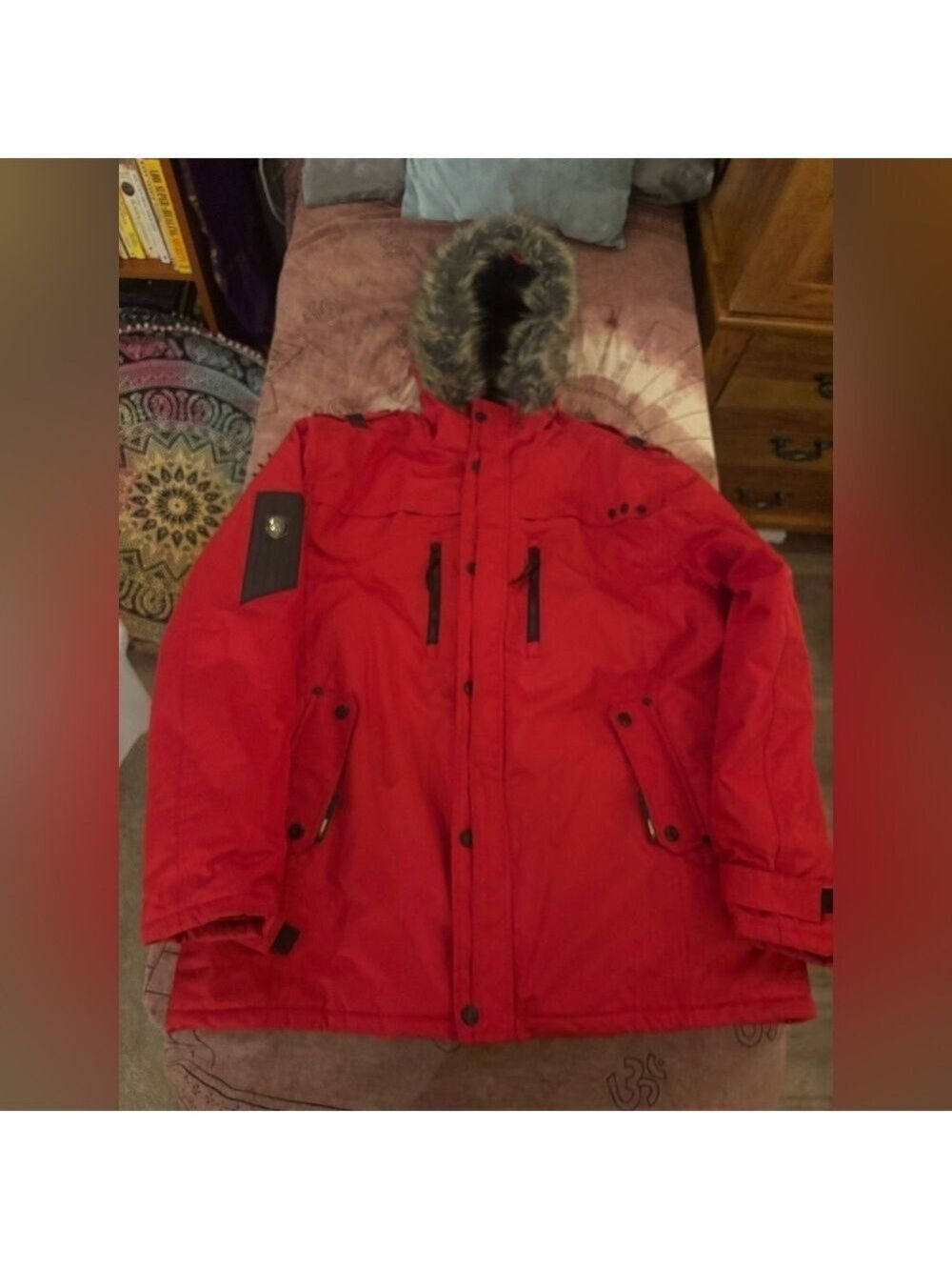 NOIZE Red Unisex Weather Guard Vegan Canadian🇨🇦 Winter Coat M-XL Ptp26in L32in - Picture 12 of 16